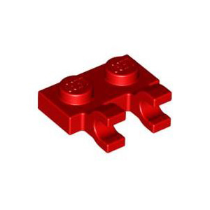 레고 부품 변형 플레이트 빨간색 Red Plate, Modified 1 x 2 with Clips Horizontal (thick open O clips) 4556153