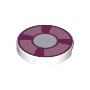 레고 부품 프린팅 원형 타일 구명 튜브 White Tile, Round 2 x 2 with Magenta and Bright Pink Life Preserver, Curved Bands Pattern 6052202