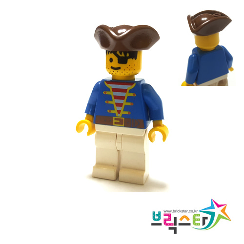 레고 피규어 올드 애꾸눈 해적 Pirate Blue Jacket, White Legs, Brown Pirate Triangle Hat