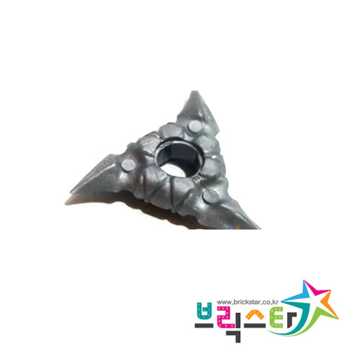레고 부품 무기 표창 플랫 실버 Flat Silver Minifigure, Weapon Throwing Star (Shuriken) with Textured Grips 6117255