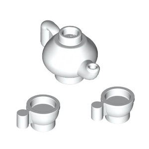 레고 부품 티포트와 작은 티 컵 2개 세트 흰색 White Minifigure, Utensil Tea Teapot / Cup 6132824 6235083
