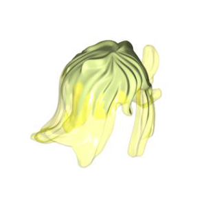 레고 부품 여성 헤어 노란빛을 띠는 녹색 Yellowish Green Minifigure, Hair Female Mid-Length Wavy with Side Spikes, Elongated Hole in Back and Marbled Trans-Neon Green Pattern 6275120