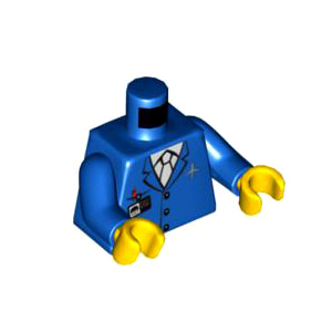 레고 부품 피규어 상체 토르소 공항 승무원 Blue Torso Airplane Crew Male, Light Blue Tie, Red Pen, Silver Logo, 3 Buttons Pattern / Blue Arms / Yellow Hands 6023572