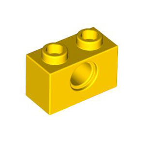 레고 부품 테크닉 브릭 노란색 Yellow Technic, Brick 1 x 2 with Hole 370024
