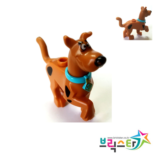 [USED사용감있음]레고 부품 동물 스쿠비두 개 Medium Nougat Dog, Great Dane Scooby-Doo Walking with Medium Azure Collar Pattern