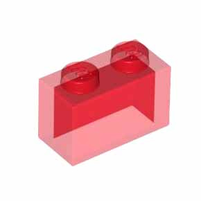 레고 부품 브릭 블럭 투명 빨간색 Trans-Red Brick 1 x 2 without Bottom Tube 6244905